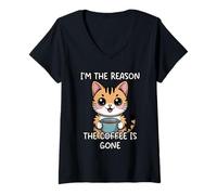 Femme I'm The Reason The Coffee is Gone T-Shirt avec Col en V