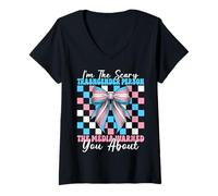 Femme I'm The Scary Transgenre Person The Media Warned You Trans T-Shirt avec Col en V