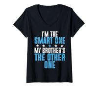 Femme I'm The Smart One My Brother's The Other One Brother T-Shirt avec Col en V
