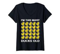 Femme I'm This Many Ducks Old Duck 25e Anniversaire 25 Ans T-Shirt avec Col en V