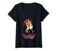 Femme I'm Undiagnosed But Something Aint Right Funny Crazy Chicken T-Shirt avec Col en V