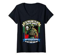 Femme Im Willing to Die for My Rights Veterans Day Veteran T-Shirt avec Col en V