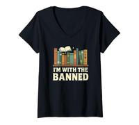 Femme I'm with The Banned Book Lover Library Graphic T-Shirt avec Col en V