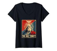 Femme Image de Foi chrétienne sacrée la Sainte Trinité T-Shirt avec Col en V