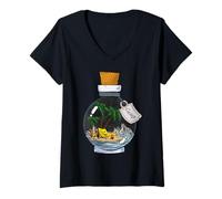 Femme Image Nautique de Camp Island in a Bottle Tropical Beach T-Shirt avec Col en V