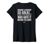 Femme Imagine A Country So Great (Art on Back) T-Shirt avec Col en V