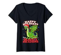 Femme Imagine Dragons vous souhaite de joyeuses fêtes T-Shirt avec Col en V