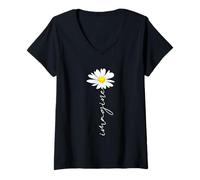 Femme Imagine Fleuriste Daisy Flower T-Shirt avec Col en V