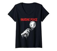 Femme Imagine Peace Earth Spray Can Artwork T-Shirt avec Col en V