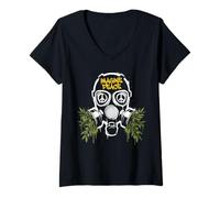Femme Imagine Peace Gas Mask Olive Branches T-Shirt avec Col en V