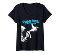 Femme Imagine Peace Spray Paint Dove Urban Art Style T-Shirt avec Col en V
