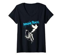 Femme Imagine Peace Spray Paint Dove Urban Art Style T-Shirt avec Col en V