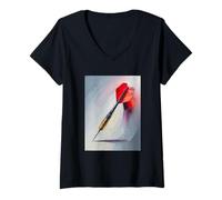 Femme Impasto Style Art Lancer de Fléchettes T-Shirt avec Col en V