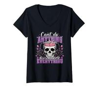 Femme Impossible de Faire Quoi Que ce Soit en pensant trop à Skull Brain T-Shirt avec Col en V
