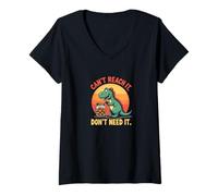 Femme Impossible de l'atteindre, Je n'en AI Pas Besoin - T Rex Cookie Joke T-Shirt avec Col en V