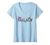 Femme Impossible is a... Fallacy Hibiscus et Papillon T-Shirt avec Col en V