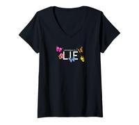Femme Impossible is a... Lie Hibiscus et Papillon T-Shirt avec Col en V