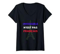 Femme Impossible n’est pas français T-Shirt avec Col en V