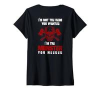 Femme Impression arrière « I 'm Not The Hero You Want I'm The Monster You Need » T-Shirt avec Col en V