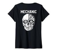 Femme Impression arrière mécanique I Cant Fix Stupid I Can Fix What he Does T-Shirt avec Col en V