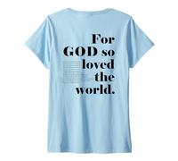 Femme Impression chrétienne pour Dieu si aimé Le Verset de la Bible du Monde T-Shirt avec Col en V