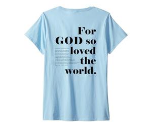 Femme Impression chrétienne pour Dieu si aimé Le Verset de la Bible du Monde T-Shirt avec Col en V