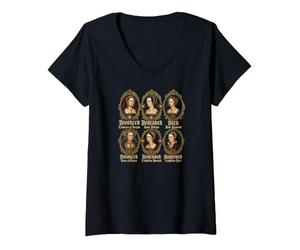 Femme Impression Couleur du Destin des épouses d'Henri VIII T-Shirt avec Col en V