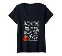 Femme Impression de Dictons Religieux Sainte-Catherine de Sienne T-Shirt avec Col en V