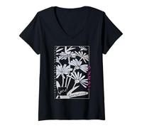 Femme Impression Florale Vintage Souvenir de Dubaï des Émirats Arabes Unis T-Shirt avec Col en V
