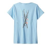Femme Impression Graphique du Japon Spears et Sakura Street Wear T-Shirt avec Col en V