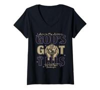 Femme Impression Religieuse « God's Got This » au Dos T-Shirt avec Col en V
