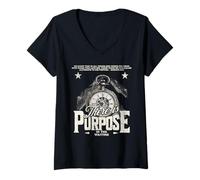 Femme Impression Vintage « There is Purpose in The Waiting » T-Shirt avec Col en V