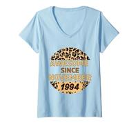 Femme Impressionnant depuis novembre 1994 imprimé léopard pour anniversaire de novembre T-Shirt avec Col en V