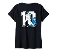 Femme 【Imprimé au Dos】 Captain Tsubasa Tsubasa Ozora(Numéro 10) T-Shirt avec Col en V