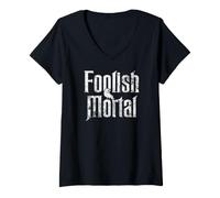 Femme Imprimé Blanc de Corbeau Mortel T-Shirt avec Col en V