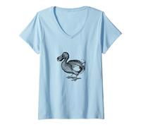 Femme Imprimé Dodo Bird Vintage T-Shirt avec Col en V