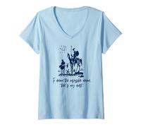 Femme Imprimé Don Quichotte to Dream Impossible That is My Quest Bleu Marine T-Shirt avec Col en V