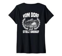 Femme Imprimé du Village et de la fierté. T-Shirt avec Col en V