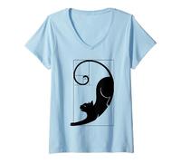 Femme Imprimé Fibonacci Cat The Golden Ratio T-Shirt avec Col en V