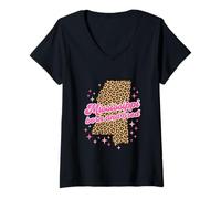 Femme Imprimé léopard Mississippi Born and Bred T-Shirt avec Col en V