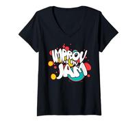 Femme Improv is My Jam Actors Fun Improvisation Artist Design T-Shirt avec Col en V