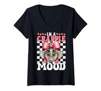 Femme in A Crappie Mood Fish Cappie Fishing Girl Coquette Now T-Shirt avec Col en V