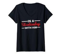 Femme In A Situationship With Him Relation de rencontres - T-Shirt avec Col en V