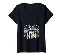 Femme in A Situationship with Him Relation de Rencontres - T-Shirt avec Col en V