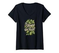 Femme In Hops We Trust Craft Beer Brewing Hops Design T-Shirt avec Col en V
