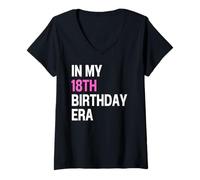 Femme in My 18th Birthday Era 18th Bday Crew T-Shirt pour Fille de 18 Ans T-Shirt avec Col en V