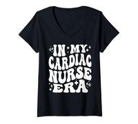 Femme In My Cardiac Nurse Era Retro Medical Pride T-Shirt avec Col en V