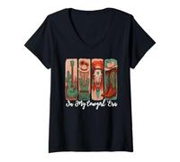 Femme in My Cowgirl Era Country Music Cowboy Boot Rodeo Western T-Shirt avec Col en V