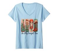 Femme in My Cowgirl Era Country Music Cowboy Boot Western Rodeo T-Shirt avec Col en V