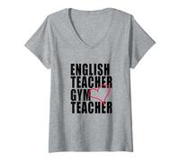 Femme in My Engaged Era Gym X English Teacher Red Heart T-Shirt avec Col en V